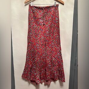 The Territory Ahead Red Floral Maxi Skirt